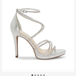 Jessica Simpson Jaeya Shimmering Silver Heels